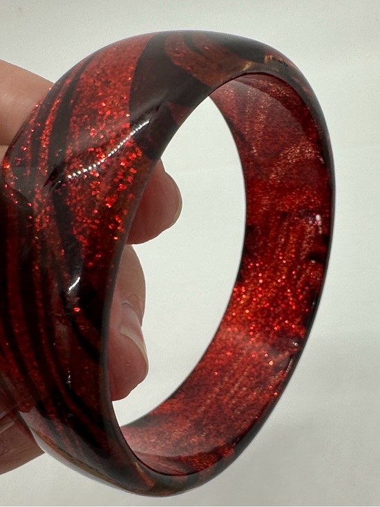 The Unbranded Brand Jewelry - Red Glitter Resin Bangle Bracelet